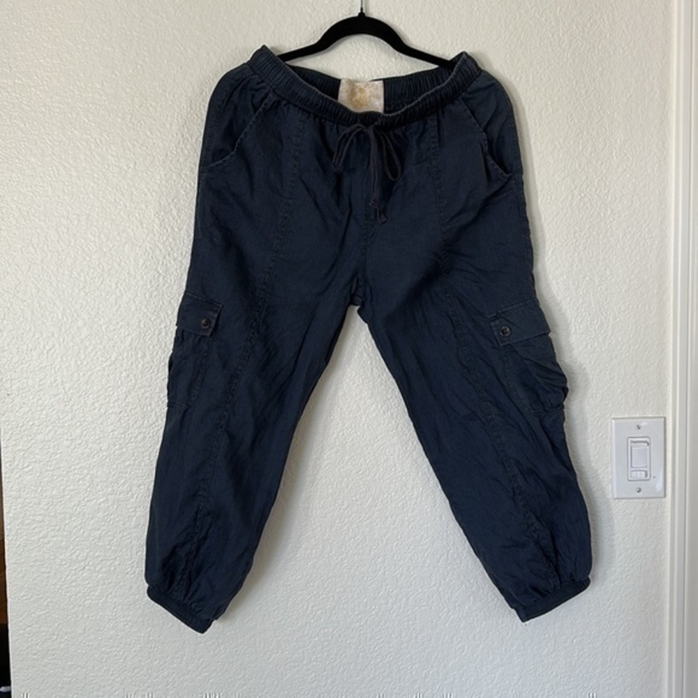 Bella Dahl med navy 100 % linen, cargo, joggers, drawstring